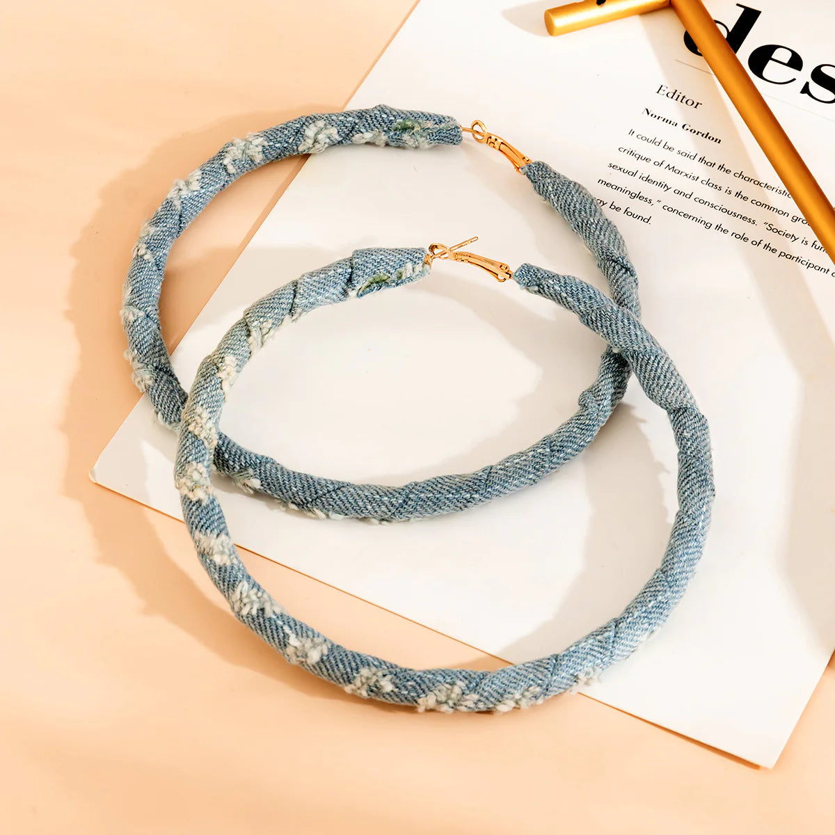 Denim Wrapped Hoop Earring