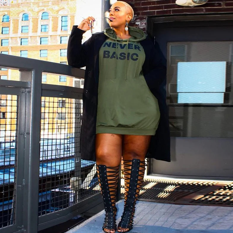 Hooded Graphic Sweatshirt Dress