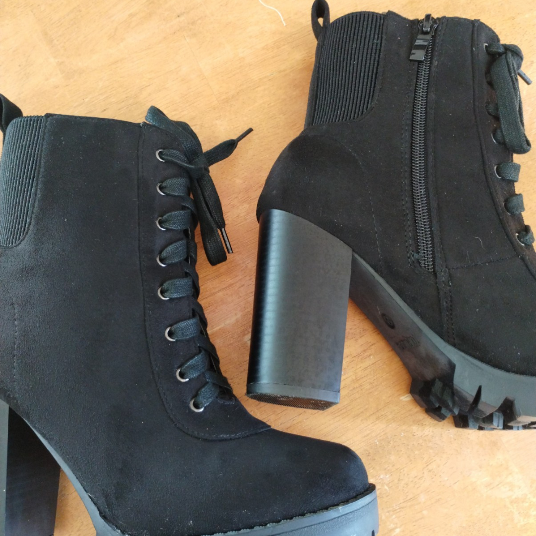 Chunky Heel Suede Ankle Boot