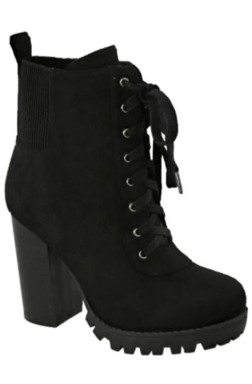 Chunky Heel Suede Ankle Boot